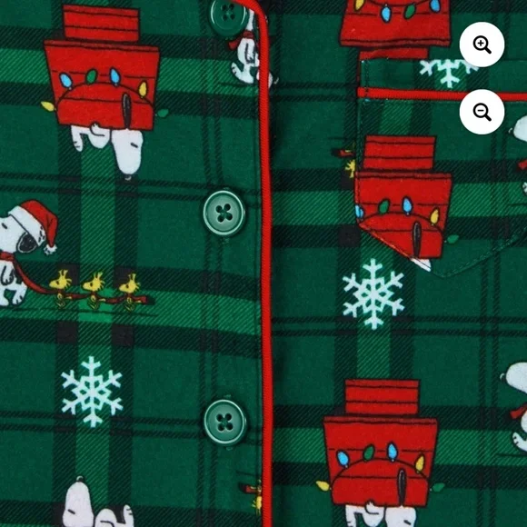 Peanuts Snoopy Girls Green Notch 2 PC Pajama Set Size Large NWT - Picture 5 of 7
